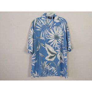 ZAM Collection short sleeved blue Hawaiian Aloha button front polyester shirt XL